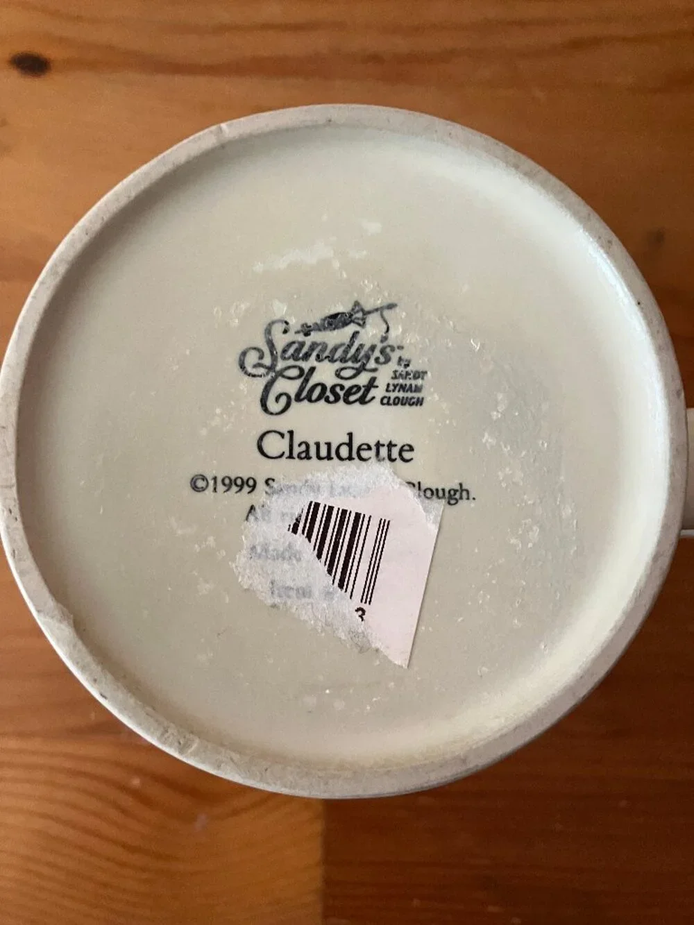VTG 1999 Sandy's Clothet Claudette 10 oz. Coffee Mug Cup White Hat Shoe New